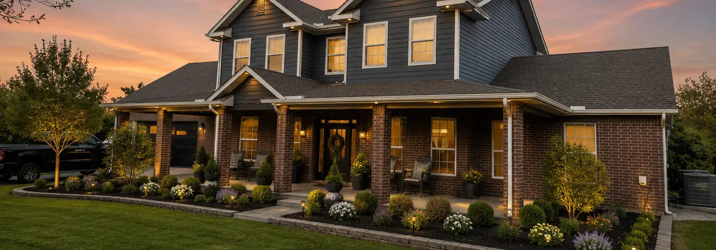 Commercial property exterior repainted in a modern neutral palette